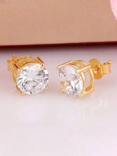 2Ct Round Cut Lab Created Diamond solitaire Stud Earring 14K Yellow Gold Plated