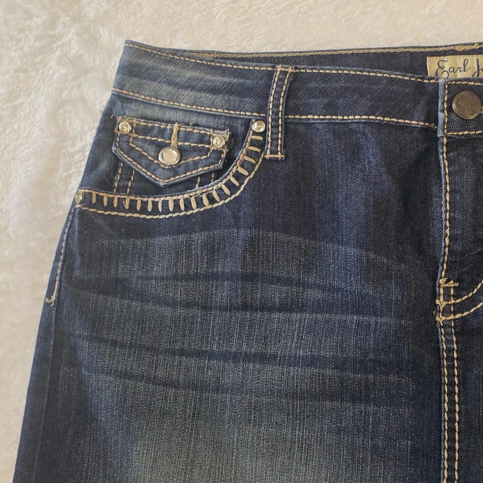 Earl Jean Rhinestone Embroidered Flap Pocket Denim Mini Skirt, 12 - Image 3 of 4