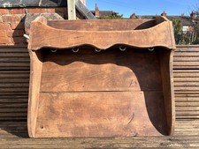 Vintage Rustic  Wooden French Pan Rack