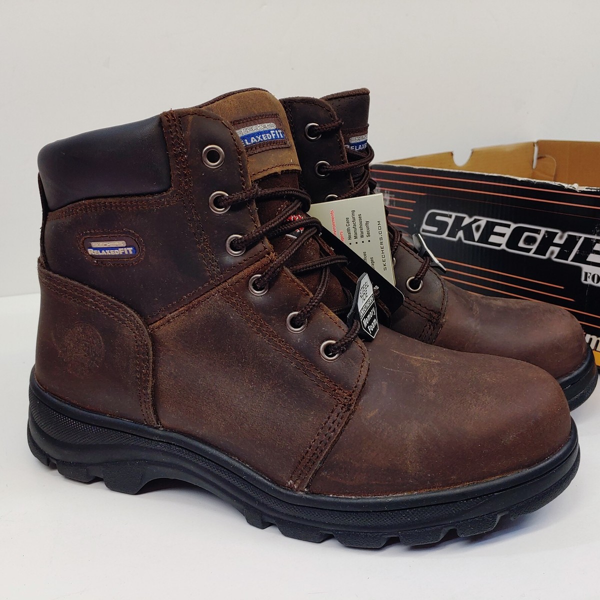 Skechers Workshire Peril Boot Womens Size 11 Dk Brown Steel  display picture 3