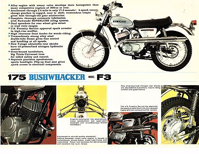 1969 Kawasaki 175 Bushwhacker F3 motorcycle sales brochure