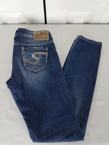 Pantalones de mezclilla plateados Aiko ajustados azules desgastados rasgados talla W25 x L31 - Imagen 3 de 12