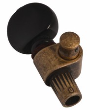Golden Gate Deluxe Geared Banjo 5th String Peg, Rustic Brass, Black Button