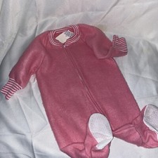Vintage Infant Baby Size 1 Pink Sleeper Footie Pajamas Fleece Zip Gerber Kmar