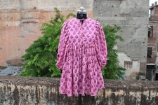 Indian handmade Cotton Dress floral printed short dress boho Dress gift for her.