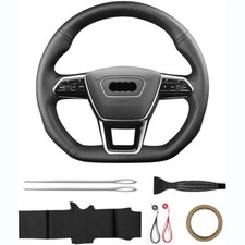 For Audi 2020 S7 S6 Sedan Steering Wheel Cover Hand-Stitching Leather Wrap