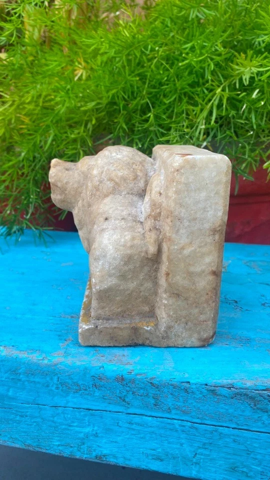 Antiguo sujetalibros de escultura de león real templo tallado a mano piedra de mármol de 1800 Foto 3 de 4