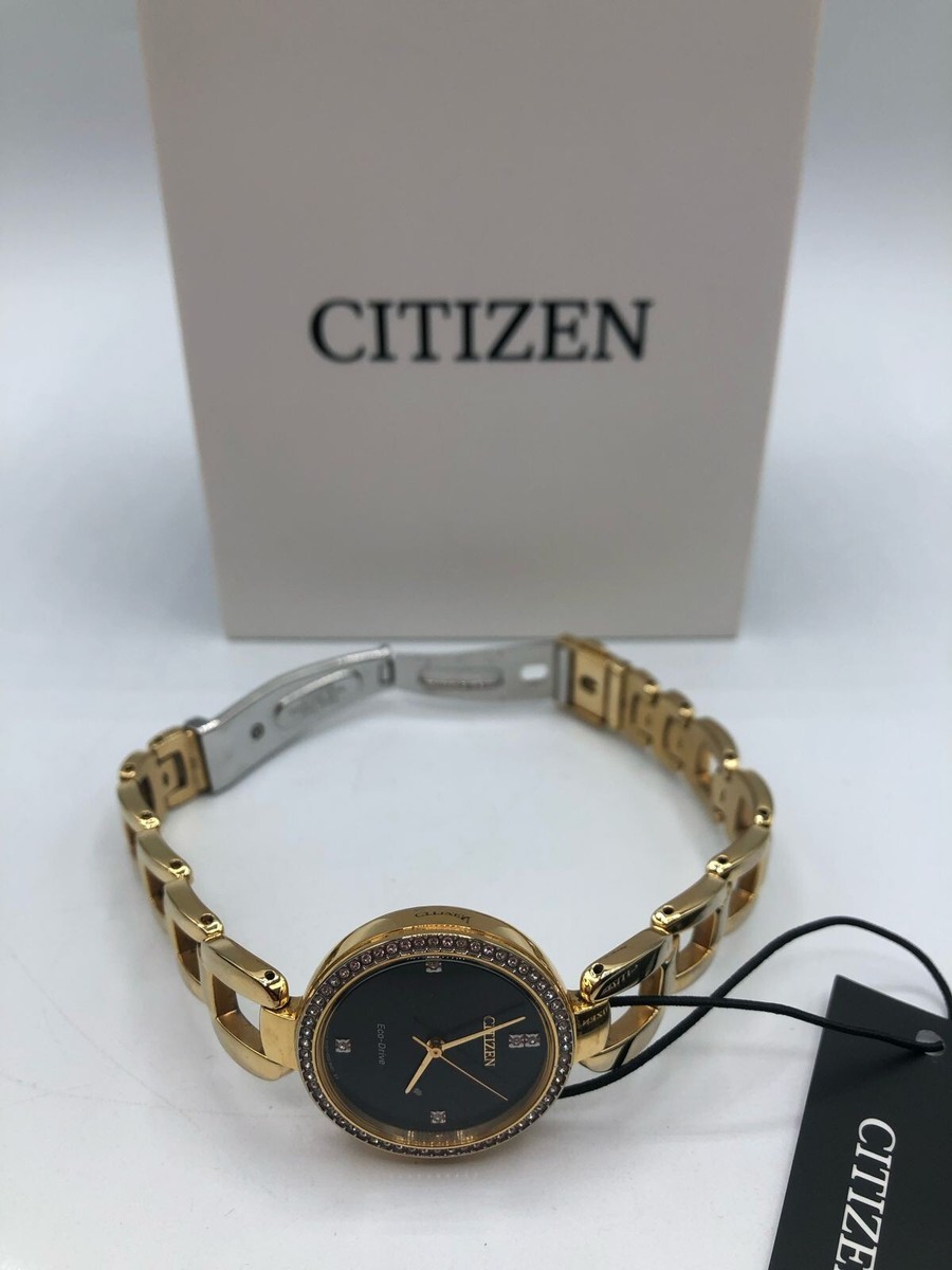 Citizen Ladies Eco-Drive Crystal Gold Tone Watch EM1032-58E  display picture 2