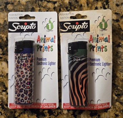 SCRIPTO PREMIUM ELECTRONIC LIGHTER ANIMAL PRINT new 2 pcs