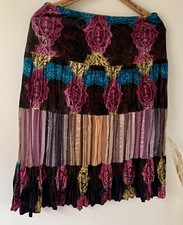 Vintage Midi Skirt Women's Large Floral Elastic Waist Boho Fairy Y2K Jewel Tone