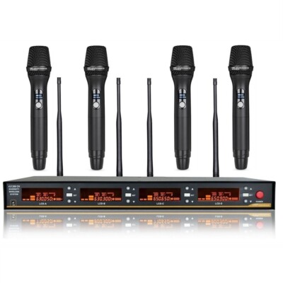 uhf Wireless Microphone System Professional 4 Handheld For Sennheiser Mic w Case