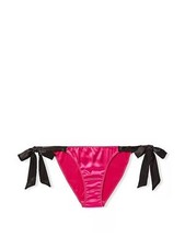 Victoria's Secret Tease Embroidery Side-Tie Cheeky Panty Color Black/Pink NWT