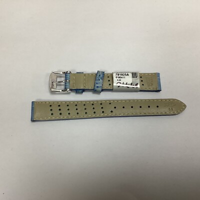 Bracelet De Montre ZRC Cuir Grain Lézard Bleu Ciel - 14 Mm - Neuf