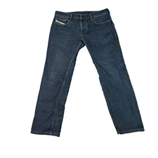 Diesel Mens Jeans Regular Bootcut Dark Blue Wash Button Fly Zatiny W33 L29