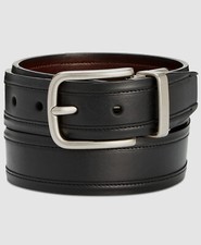 NWT 121 Club Room Men's Black Brown Reversible Faux Leather Buckle Belt Size 34