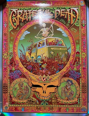 Grateful Dead Red Foil Trial Proof 8/15 Emek Gan Bottleneck Gallery Art Print