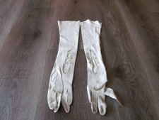VINTAGE WOMEN'S LONG WHITE GLOVES WITH BUTTONS SMALL 17 INCH LONG