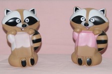 2 VINTAGE AVON: REGINALD G. RACOON, III FLOATING SOAP DISHES – ONE SQUEAKING