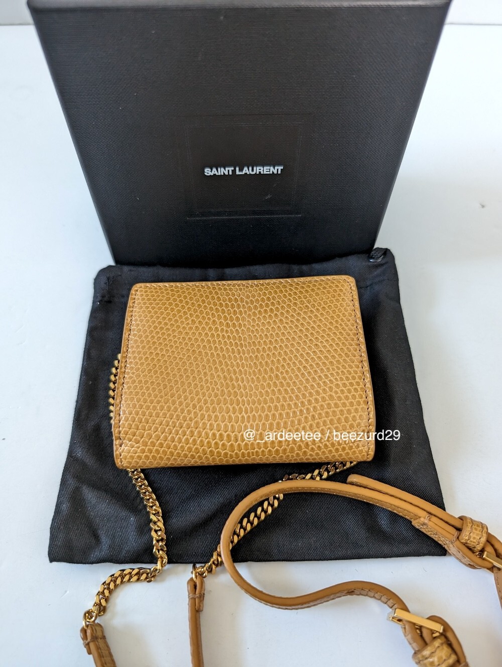 SAINT LAURENT PARIS YSL LUCERTOLA MICRO RIDER CATENA CINTURA BORSA A TRACOLLA GIALLA