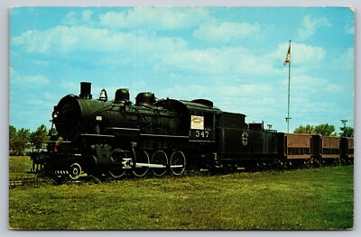 Postcard Train Locomotive RR Minnesota Chisholm Ore Cars Museum of Mining 4V