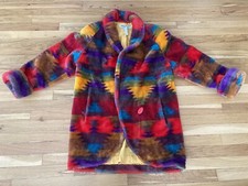 Vintage Donnybrook Oversized Southwestern Aztec Faux Fur Coat Medium