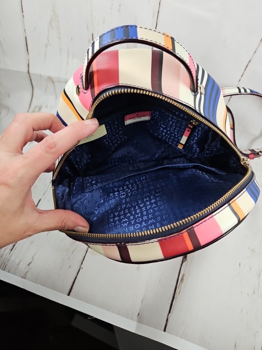 KATE SPADE New York Striped Mini Backpack Purse Bag Blue  display picture 2