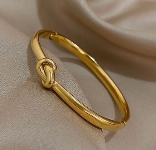 SOLID 9ct Yellow Gold Knot Hinged Bangle 9k Vermeil Bracelet As New RRP$2,675.00 - Picture 3 of 4