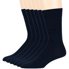 Men's Cotton 6 Pack Dress Business Comfortable Crew Socks Large 10-13 Dark Navy
