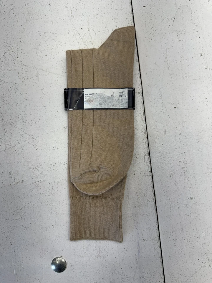 Gap Beige Ribbed 1 Pair Dress Socks Mens One Size - Image 3 of 3