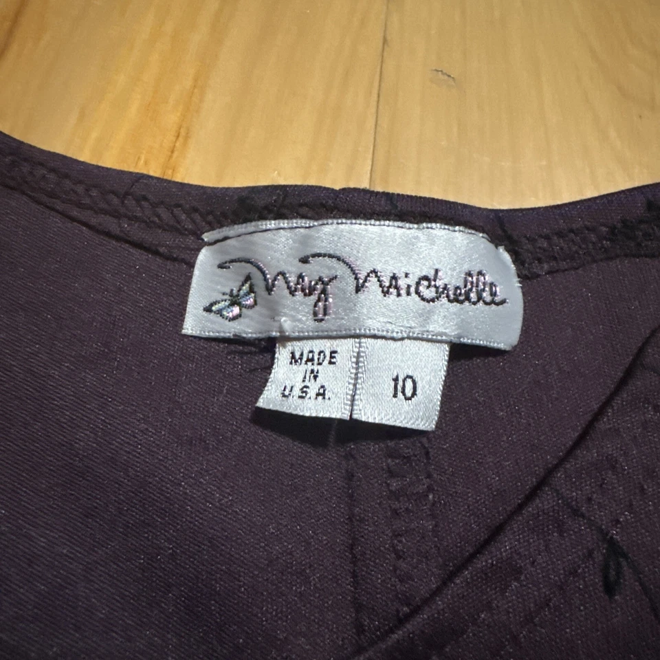 Vestido My Michelle forrado roxo, meninas tamanho 10, sem mangas, floral (37) - Imagem 2 de 3