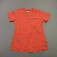 Carhartt Womens Short Sleeve XS Scrub Shirt Orange Pockets Modern Fit