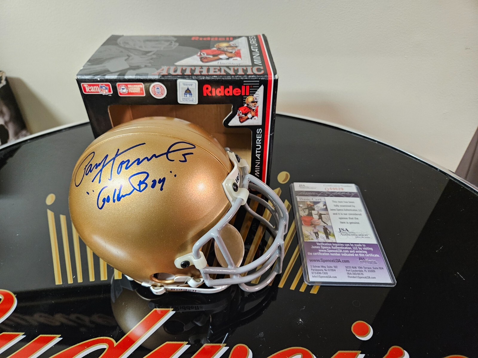 Rare Paul Hornung Signed Notre Dame Mini Helmet "Golden Boy" - JSA COA Certified 