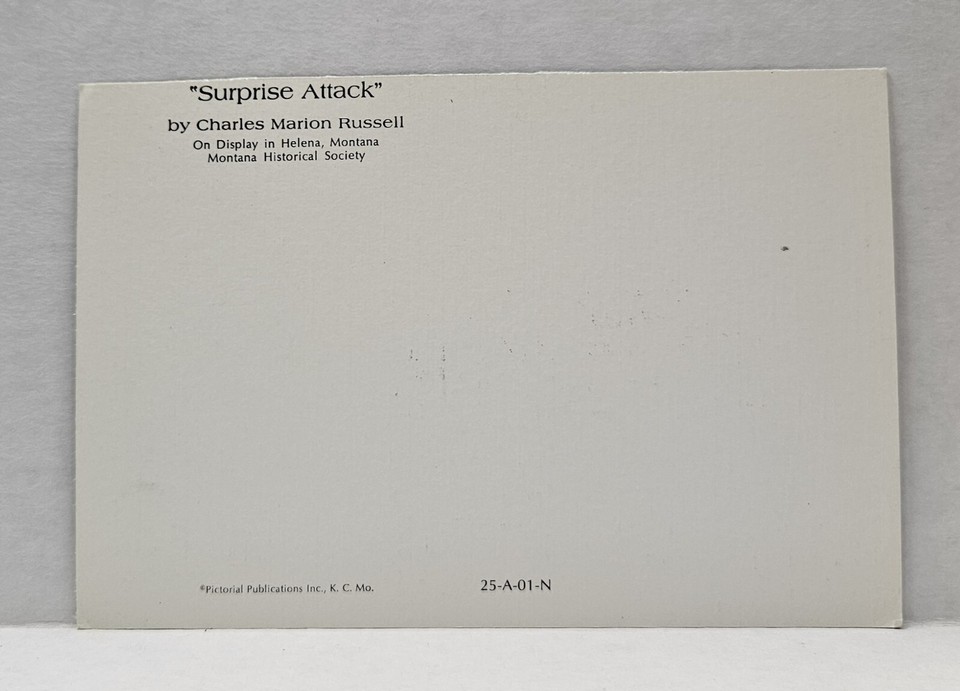 Vtg Postcard Surprise Attack by C. M Russell, Historical Society Helena