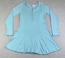 Free People FP Beach Sleep Shirt Blue Long Sleeve Flowy Sleepwear Size Large EXC