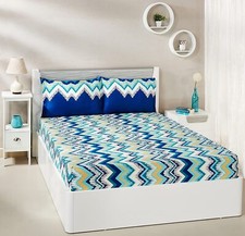 Abstract Waves 144 TC Cotton Double Bedsheet with 2 Pillow Cover Cotton Bedsheet