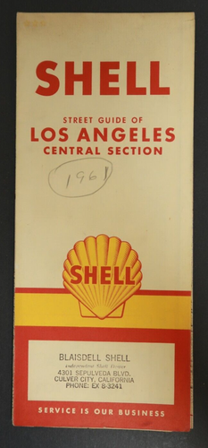 1961 Shell Street Guide Los Angeles Central Section Vintage Travel Map ...