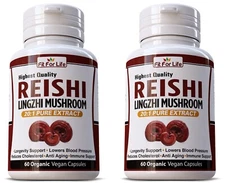 2X LINGZHI LUCIDUM 20:1 EXTRACT REISHI MUSHROOM STRONG ORGANIC CAPS PILLS SPORES