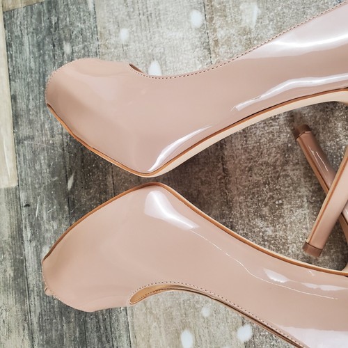 Nine West Hethr 3 Womens Pumps Sz 7.5 M Nude Leather Peep Toe Stiletto Heel - Picture 9 of 12