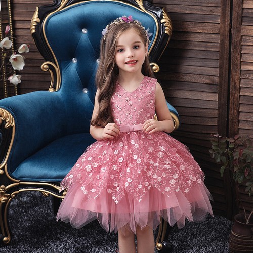 Girls Princess dressess little girls flowers party dress for wedding birthday - Picture 29 of 44