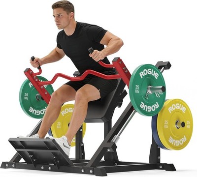 High-Capacity Plate-Loaded Linear Row Machine &Romanian Deadlift Station for Gym