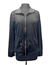 Jones New York Women's Medium Black Full Zip Jacket Drawstring Waist Casual
