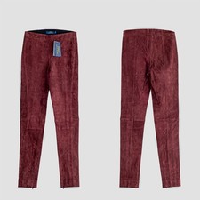 NWT Polo Ralph Lauren Lambskin Suede Zip Legging Pants Burgundy Womens 998 - S