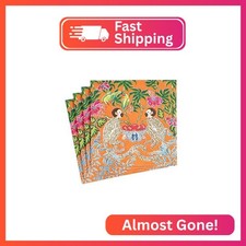 Caspari Monkeys Paper Cocktail Napkins in Orange - Two Packs of 20