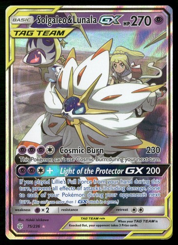 Solgaleo & Lunala GX 75/236 Holo GX Rare Cosmic Eclipse Pokemon NM/M
