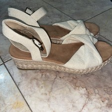 Toms Women Kinsley Platform Wedge Espadrille Sandals Ankle Strap Twist Front 8.5