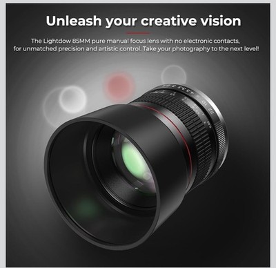 EF 85mm f1.8 Portrait Lens - MF for Canon EOS Rebel T8i/T7i/T7/T6i/T5/T3i/T3/T2i