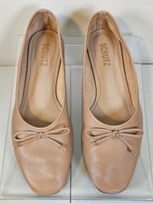 Schutz Arissa Square Toe Ballet Flats US Women's Size 7.5 Leather - Honey Beige