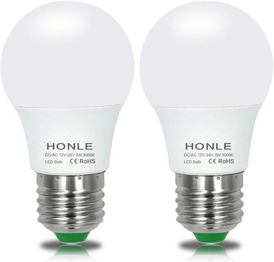 E26 12-24V AC/DC LED Light Bulbs 3W Low Voltage Warm White 3000K Pack of 2 
