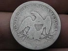 1865 P Silver Seated Liberty Quarter- Philadelphia, About Good Details