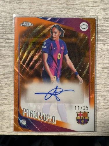 2025-26 Topps Chrome UEFA Women's Salma Paralluelo /25 orange refractor auto